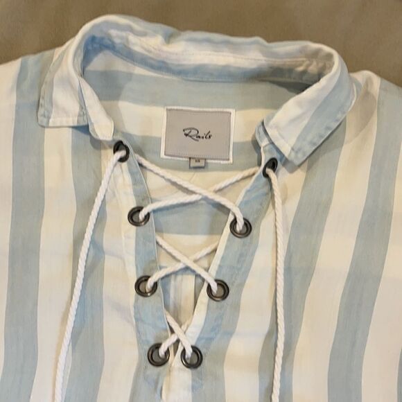 Rails Uli Block Stripe Lace Up Pullover Blouse XS - Picture 5 of 6